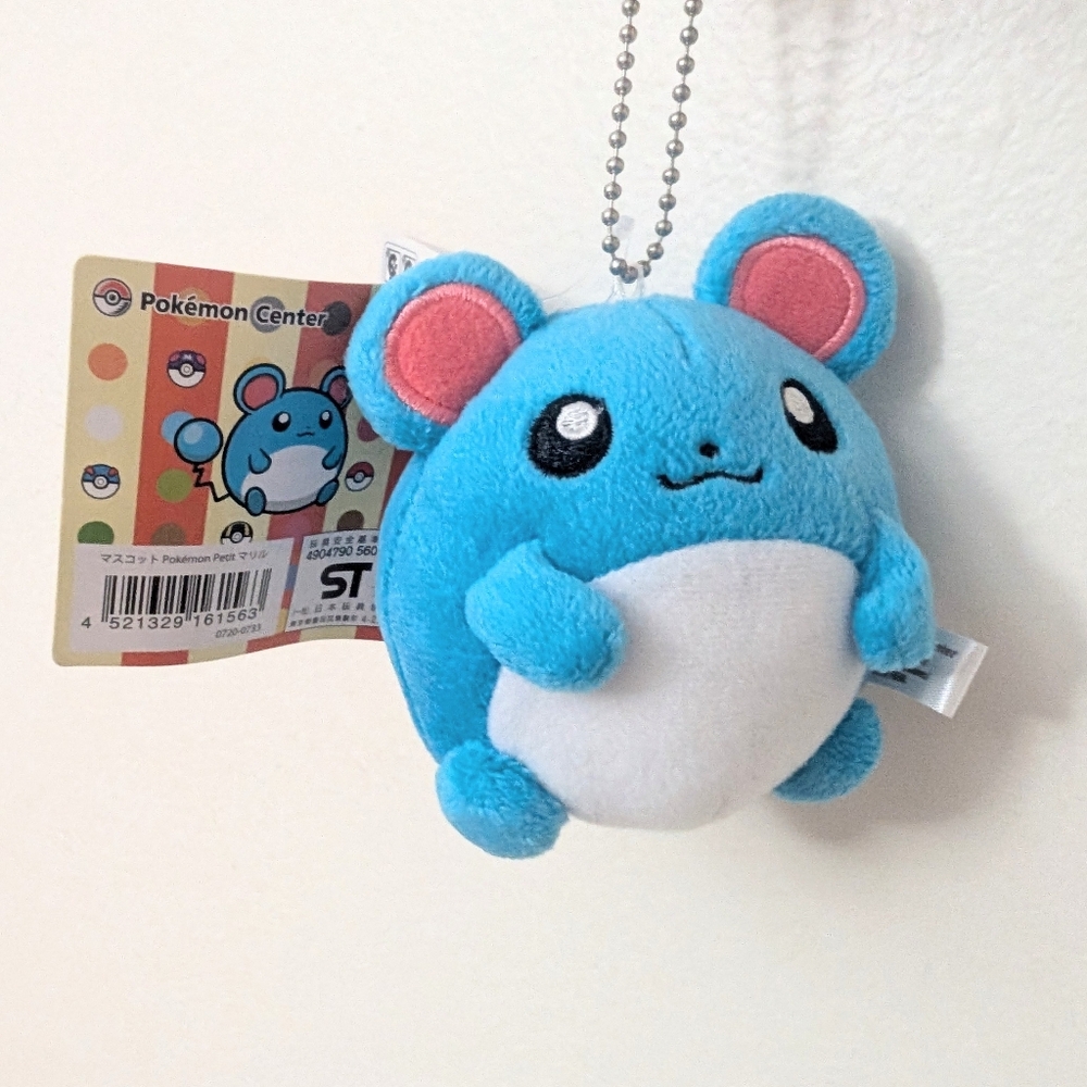 Pokemon Center 2014 Pokemon Petit Campaign Marill Mascot Plush Keychain Japan